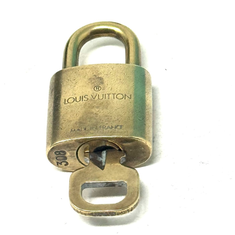 Authentic Louis Vuitton Gold Lock & Key Brass Number 308